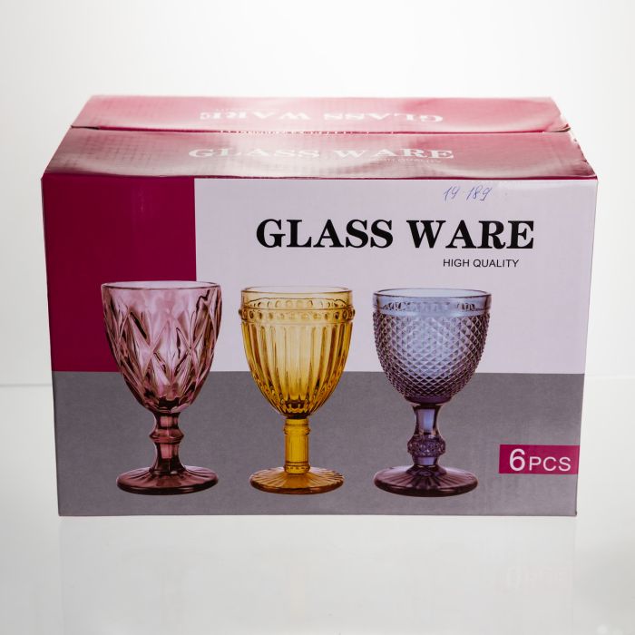 Набір келихів для вина 6 штук 340 мл на ніжці скляні Yiwu HP-19-189 (HP-19-189) - зображення 4