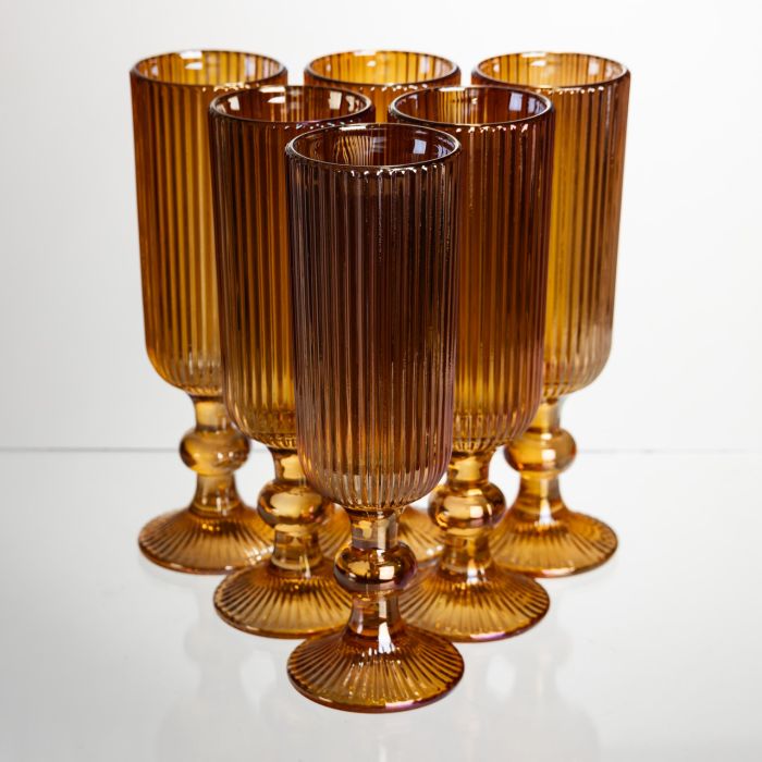 Набір келихів для шампанського 6 штук 160 мл на ніжці Бурштиновий Yiwu HP-19-211 (HP-19-211) - зображення 1