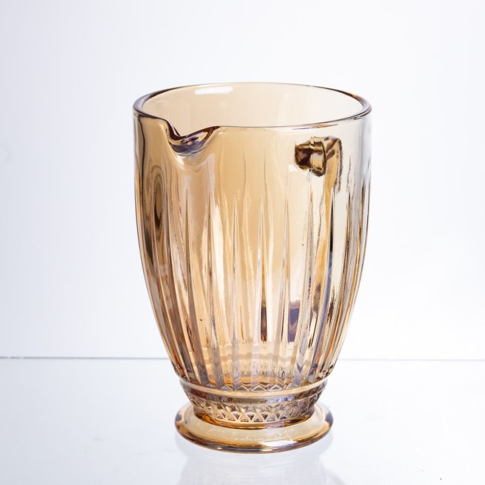 Глечик для напоїв 1.2 л фігурний прозорий ребристий з товстого скла бурштиновий HP-19-243 (HP-19-243) - зображення 2