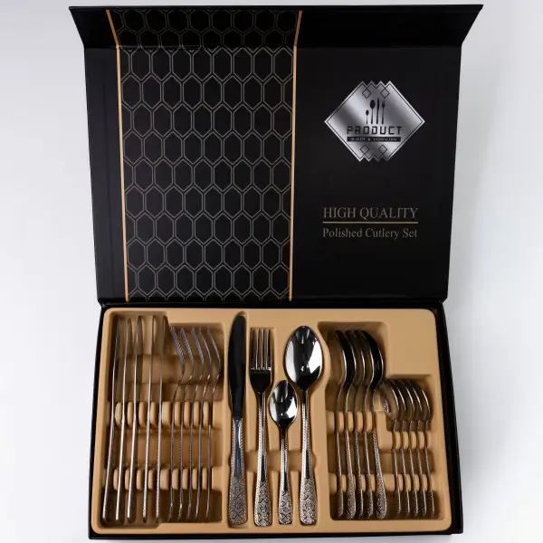 Набір столових приборів із нержавіючої сталі на 6 персон 24 предмети столова ложка виделка ніж в подарунковій упаковці HP-16978-22 (HP-16978-22) - зображення 2