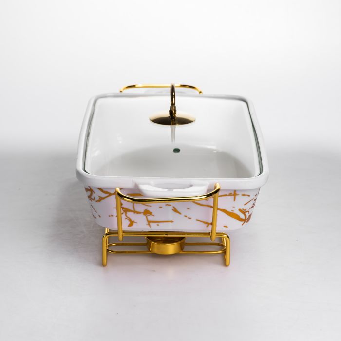 Мармітниця порцелянова прямокутна на металевій підставці 35.5х19х15.5 см LT-3PCS-13 (LT-3PCS-13) - зображення 2