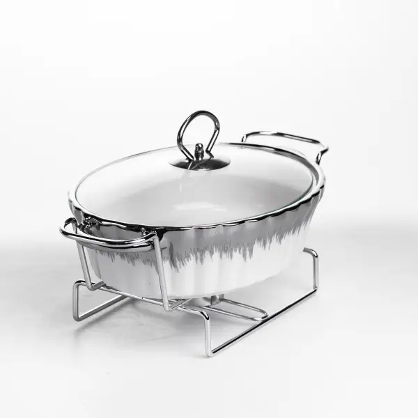 Мармітниця порцелянова 1 л на підставці з підігрівом 31х19х13 см MH739-S (MH739-S) - зображення 3