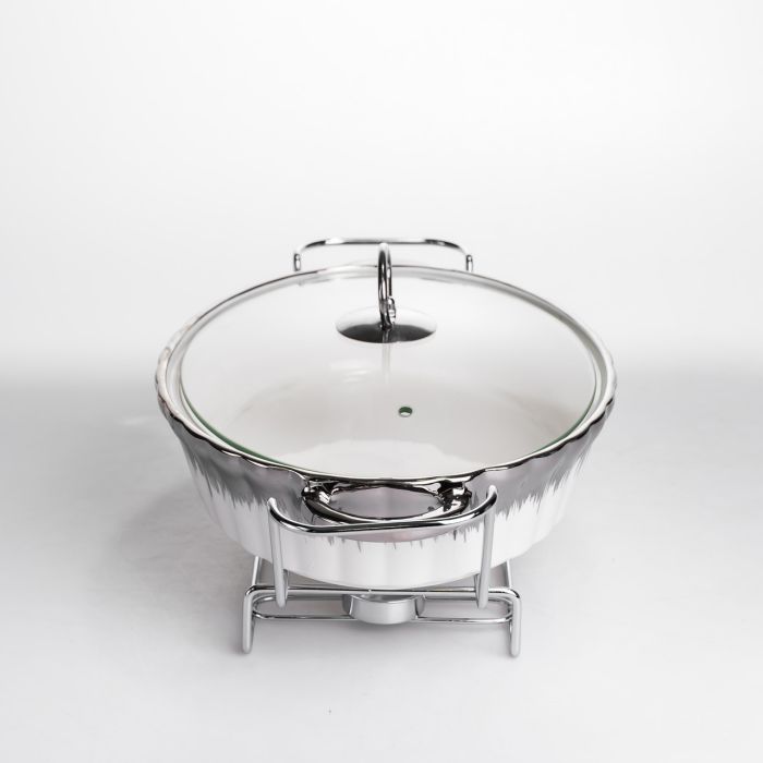 Мармітниця овальна зі скляною кришкою на підставці з підігрівом 35.5х22х14 см MH739-M (MH739-M) - зображення 3