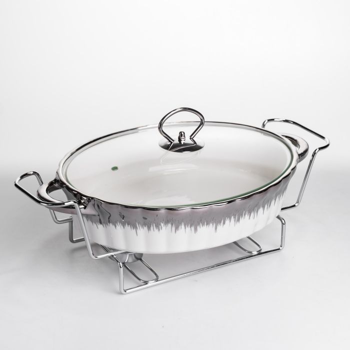 Мармітниця овальна зі скляною кришкою на підставці з підігрівом 35.5х22х14 см MH739-M (MH739-M) - зображення 4