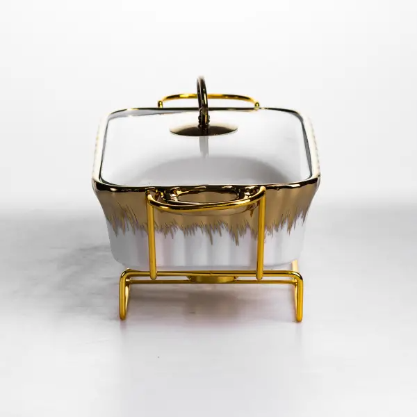 Мармітниця порцелянова 1 л прямокутна зі скляною кришкою 31х16х11 см ML525-11 (ML525-11) - зображення 2