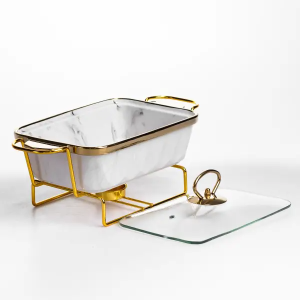 Мармітниця порцелянова 1 л на підставці з підігрівом 31х16х11 см ML-77A-11 (ML-77A-11) - зображення 2