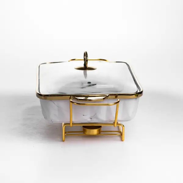 Мармітниця порцелянова 2 л прямокутна на підставці з підігрівом 40х22.5х15.5 см ML-77A-15 (ML-77A-15) - зображення 3