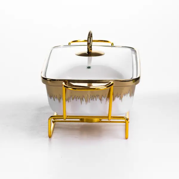 Мармітниця порцелянова 1 л прямокутна на металевій підставці 31х16х11 см ML789-11 (ML789-11) - зображення 4