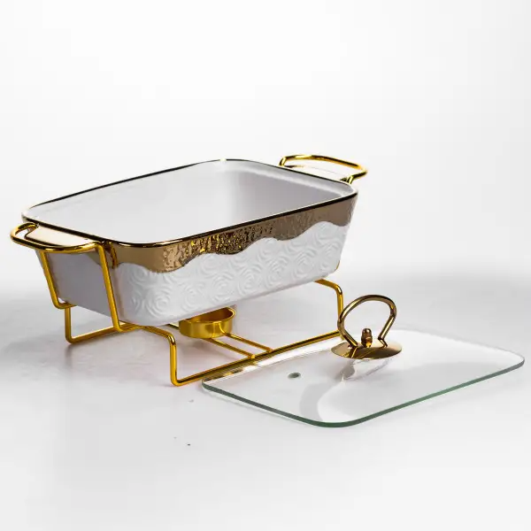 Мармітниця порцелянова 1 л на підставці з підігрівом 31х16х11 см HNG-112-11 (HNG-112-11) - зображення 2