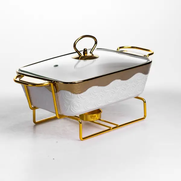 Мармітниця порцелянова 1 л на підставці з підігрівом 31х16х11 см HNG-112-11 (HNG-112-11) - зображення 3