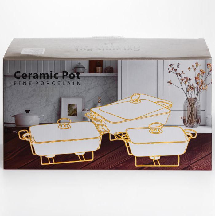 Мармітниця порцелянова 1.5 л на підставці з підігрівом 35.5х19х15.5 см HNG-112-13 (HNG-112-13) - зображення 5