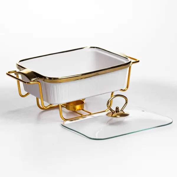 Мармітниця порцелянова 1 л на підставці з підігрівом 31х16х11 см білий ML850-11 (ML850-11) - зображення 2