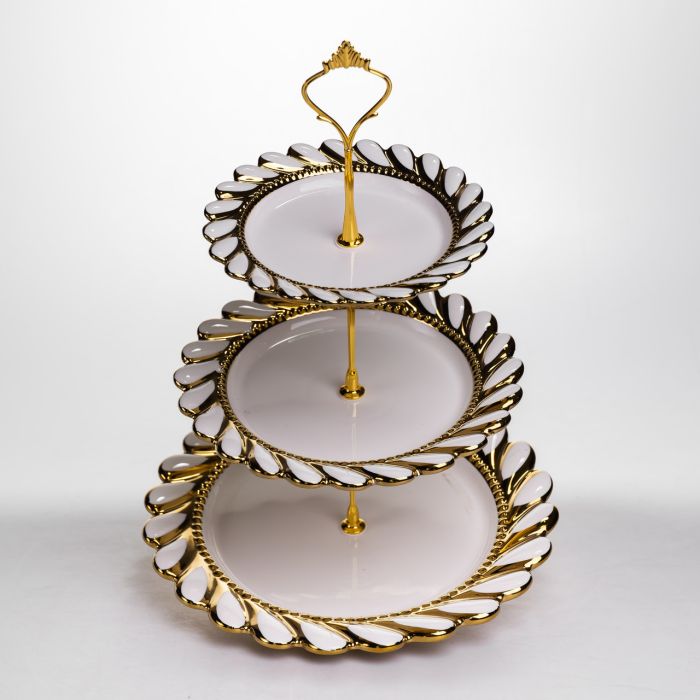 Фруктовниця кругла трьохярусна для сервірування фруктів і солодощів 25х33 см ML2085 (ML2085) - зображення 3