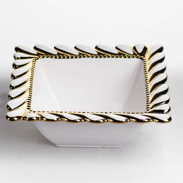 Порцелянова миска квадратна із золотою окантовкою ML2008 (ML2008) - зображення 2