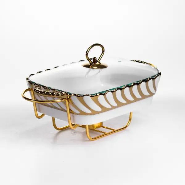 Мармітниця порцелянова Tiffany 1 л на металевій підставці з підігрівом 28х23х7 см SG-428-11 (SG-428-11) - зображення 4