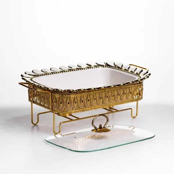 Мармітниця порцелянова Tiffany 1.5 л квадратна підставці з підігрівом 34х26х7 см SX42-2 (SX42-2) - зображення 3