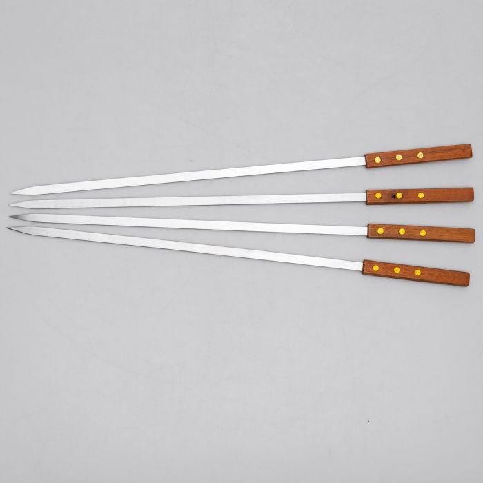 Набір шампурів 4 штук із нержавіючої сталі з дерев'яною ручкою 53.5х1 см BQ-20 (BQ-20) - зображення 4