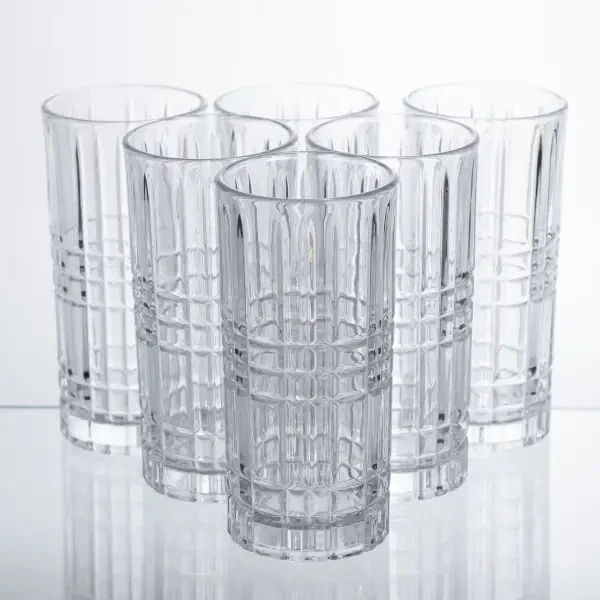 Набір склянок Geometric Glass 6 штук по 300 мл з рельєфним візерунком HP-17-3 (HP-17-3) - зображення 1