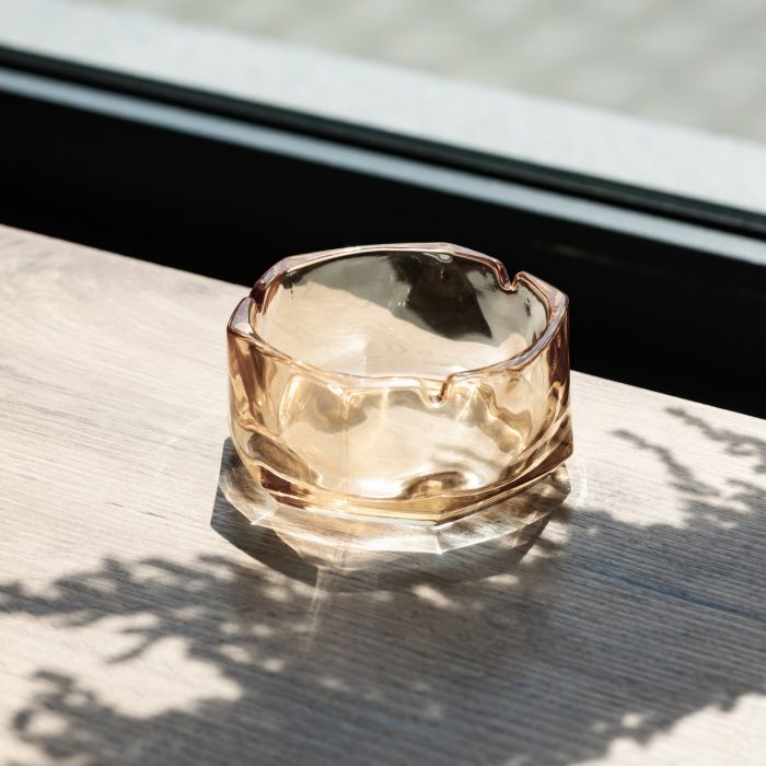 Попільничка скляна Diamond Faceted 12 см, золотистий Yiwu HP-34-78 (HP-34-78) - зображення 2