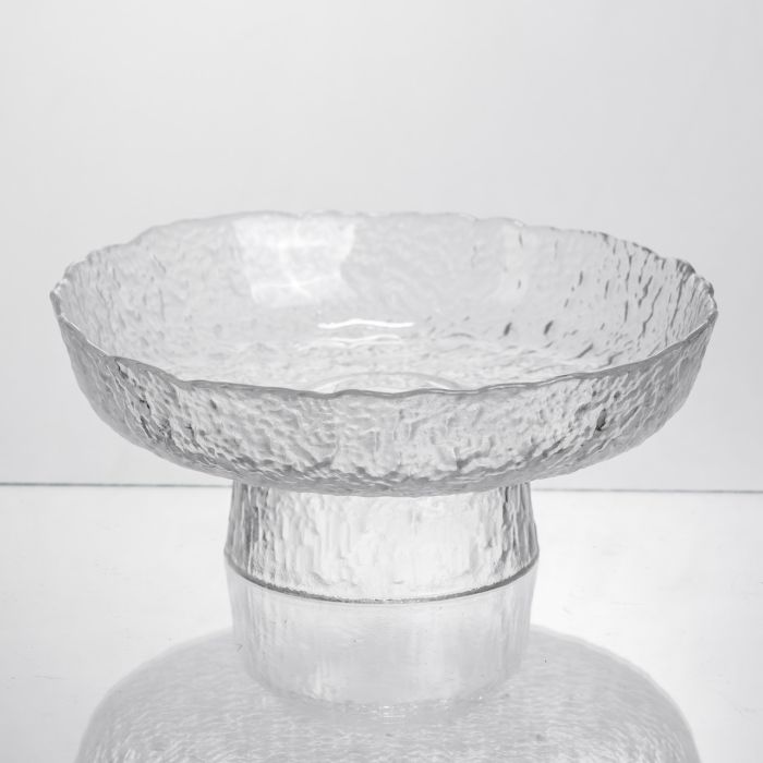 Фруктовниця на ніжці Ice Textured 20 см з крижаною текстурою скла Yiwu HP-34-89 (HP-34-89) - зображення 1