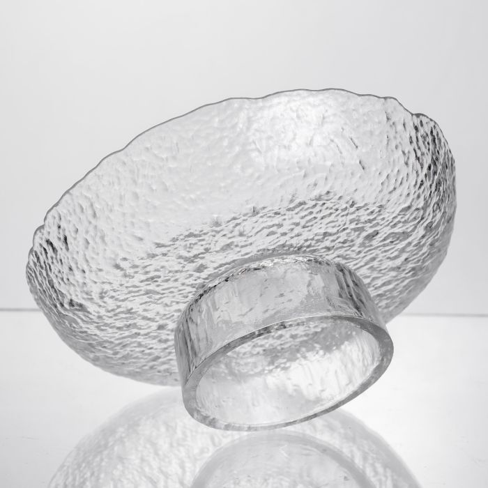 Фруктовниця на ніжці Ice Textured 20 см з крижаною текстурою скла Yiwu HP-34-89 (HP-34-89) - зображення 3