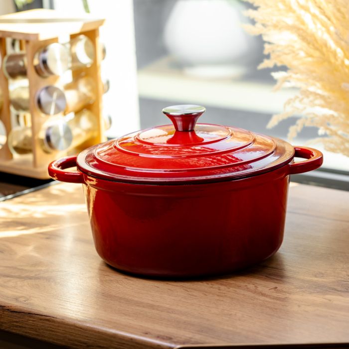 Каструля чавунна емальована 4 л, червоний Yiwu HP-FLG-1 RED (HP-FLG-1 RED) - зображення 2