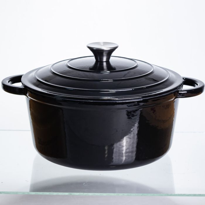 Каструля чавунна емальована 5 л, чорний Yiwu HP-FLG-2 BLACK (HP-FLG-2 BLACK) - зображення 1