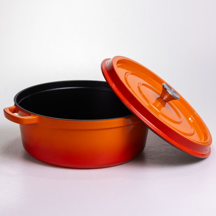 Кокотниця чавунна емальована 7,5 л, помаранчевий Yiwu HP-FLG-7 ORANGE (HP-FLG-7 ORANGE) - зображення 3