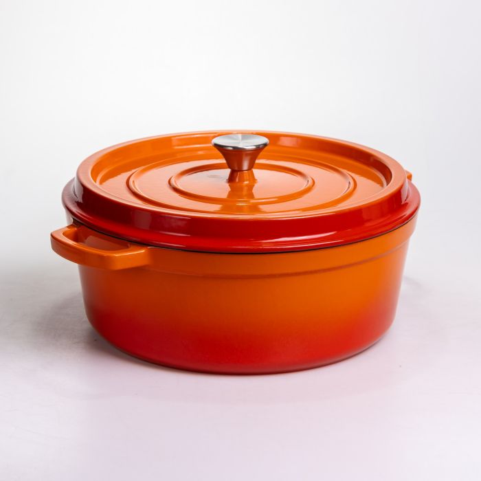 Кокотниця чавунна емальована 7,5 л, помаранчевий Yiwu HP-FLG-7 ORANGE (HP-FLG-7 ORANGE) - зображення 6