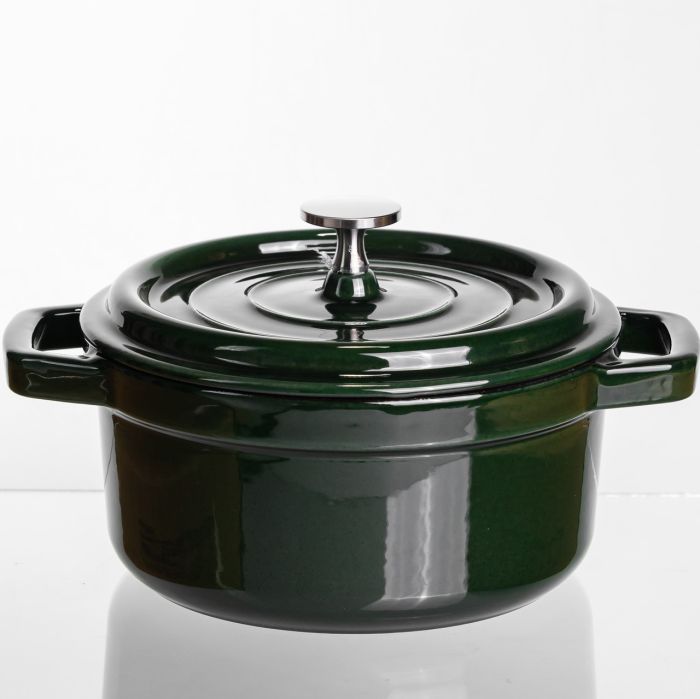 Кокотниця чавунна емальована 2 л, малахіт Yiwu HP-FLG-8 green (HP-FLG-8 green) - зображення 1