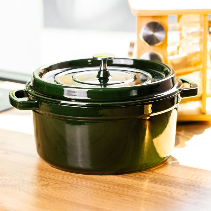 Кокотниця чавунна емальована 2 л, малахіт Yiwu HP-FLG-8 green (HP-FLG-8 green) - зображення 2