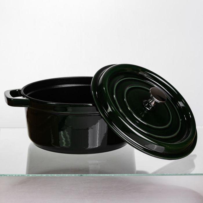 Кокотниця чавунна емальована 4 л, малахіт Yiwu HP-FLG-10 green (HP-FLG-10 green) - зображення 3