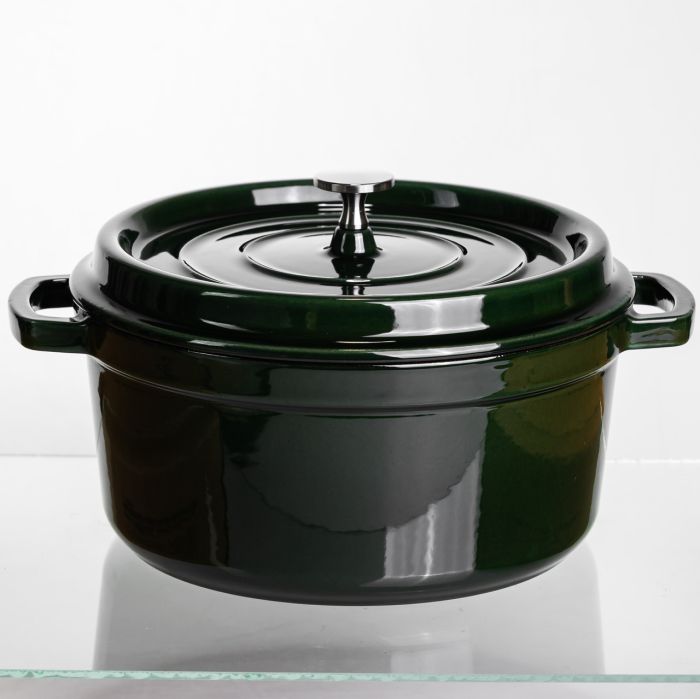 Кокотниця чавунна емальована 4,5 л, малахіт Yiwu HP-FLG-11 green (HP-FLG-11 green) - зображення 1