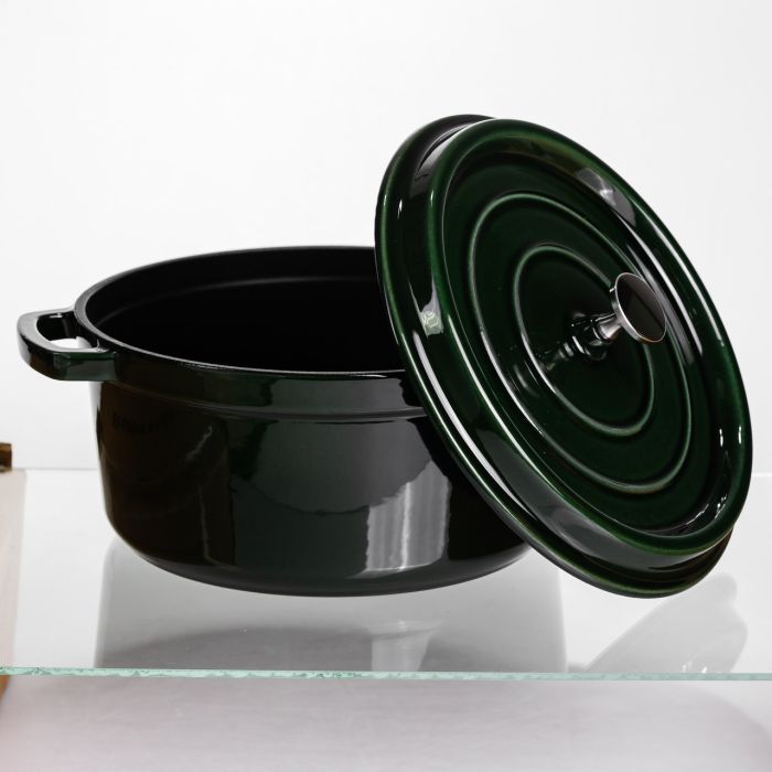 Кокотниця чавунна емальована 4,5 л, малахіт Yiwu HP-FLG-11 green (HP-FLG-11 green) - зображення 3
