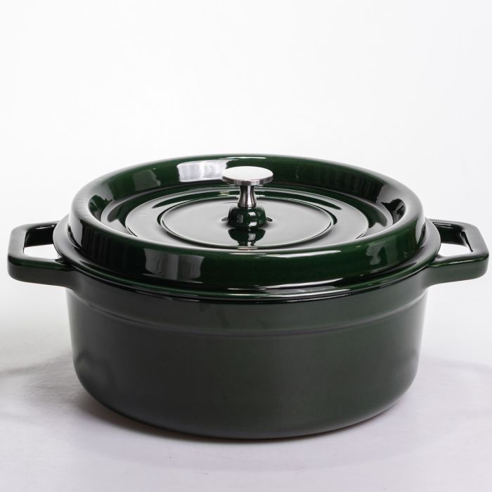 Кокотниця чавунна емальована 6,5 л, малахіт Yiwu HP-FLG-12 green (HP-FLG-12 green) - зображення 1