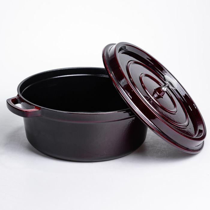 Кокотниця чавунна емальована 6 л, бургунді Yiwu HP-FLG-13 burgundy (HP-FLG-13 burgundy) - зображення 3