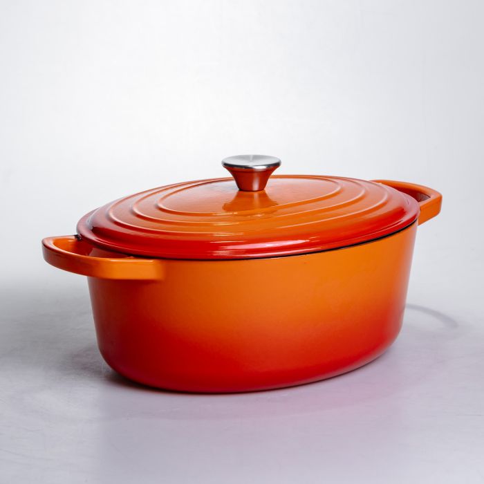 Гусятниця чавунна емальована 6 л, помаранчевий Yiwu HP-FLG-17 ORANGE (HP-FLG-17 ORANGE) - зображення 5