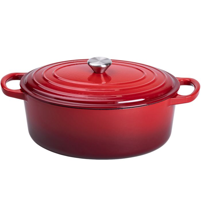 Гусятниця чавунна емальована 6 л, червоний Yiwu HP-FLG-17 RED (HP-FLG-17 RED) - зображення 1