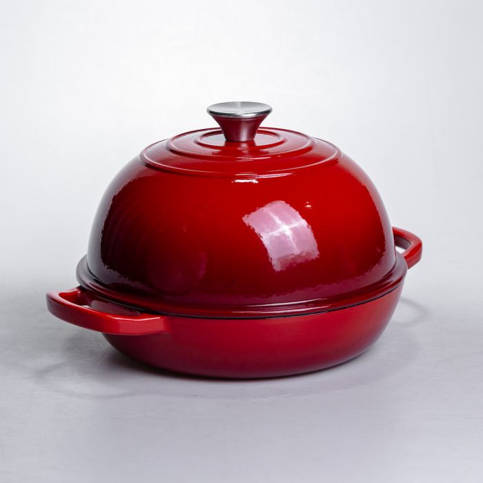 Жаровня-голландська піч чавунна емальована 2 л, червоний Yiwu HP-FLG-22 RED (HP-FLG-22 RED) - зображення 5