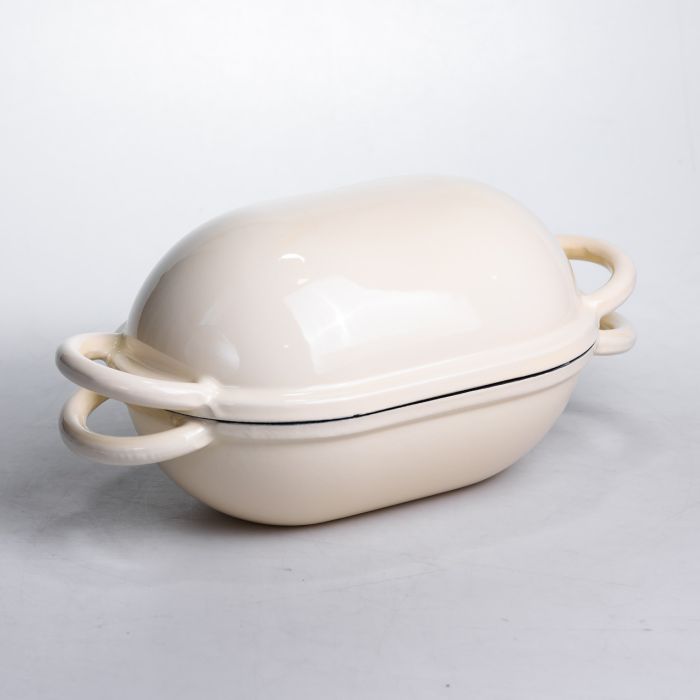 Форма-жаровня для хліба чавунна емальована 1,4 л, бежевий Yiwu HP-FLG-23WHITE (HP-FLG-23WHITE) - зображення 4