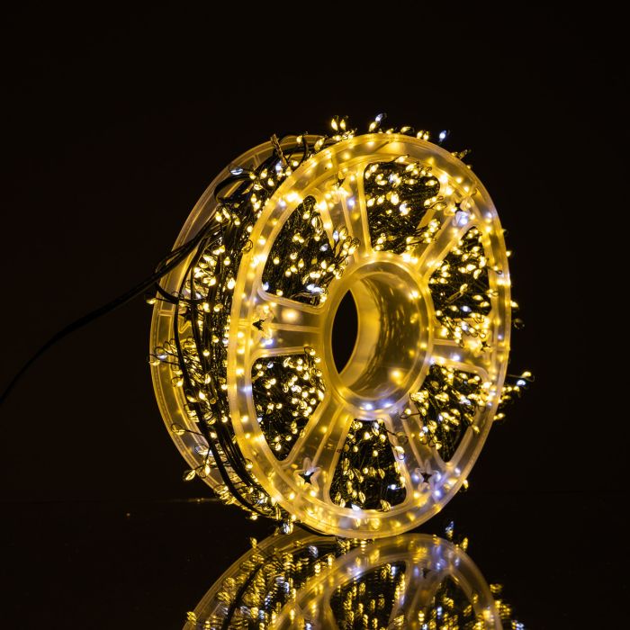 Гірлянда-нитка Роса Хвойна лапа 1000 LED 50 метрів зелена нитка жовтий Garlando D1000L50MGY (D1000L50MGY) - зображення 3