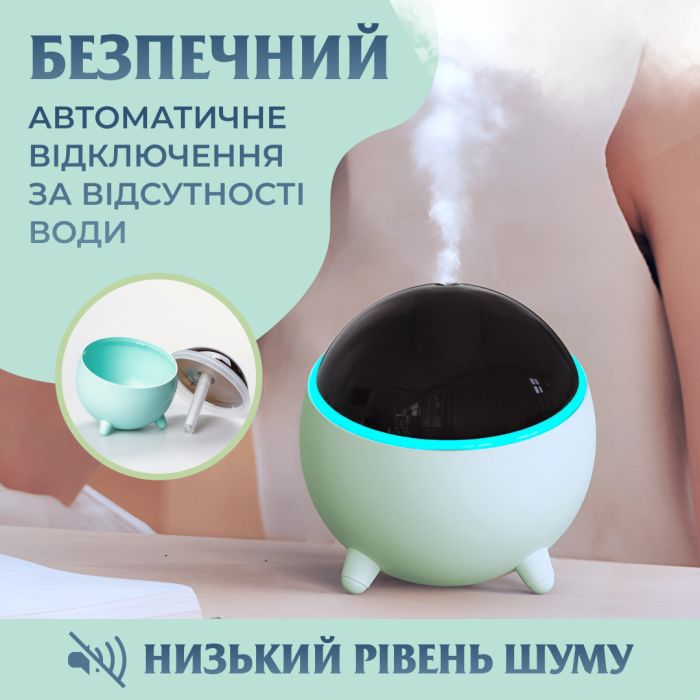 Зволожувач воздуха Lugi 300мл ароматизация подсветка USB компактный, воздухоувлажнитель очиститель портативный (HPBH16985GR) - зображення 4