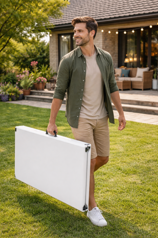 Набір садових меблів складаний (Стіл + 2 лавки) 180 см, Білий (G2946) - зображення 7