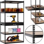Стелаж металевий з шухлядою (180 × 90 × 60 см) 5 регульованих полиць, навантаження на полицю - 175 кг, Чорний (GWI2127)