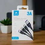 Кабель универсальный lightning micro usb type c для зарядки телефона, провод для передачи данных шнур многоразъемный 3в1 (UR521)