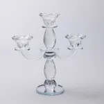 Канделябр на 3 свічки 24×9×25 см свічник настільний декоративний на ніжці прозорий (HP-4-65)