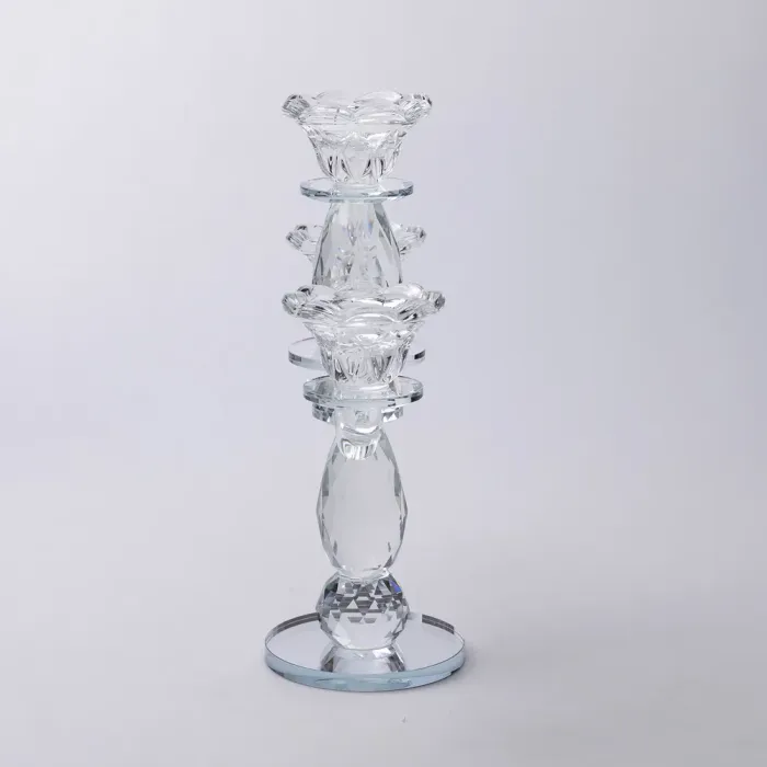 Канделябр на 3 свічки 24×9×25 см свічник настільний декоративний на ніжці прозорий (HP-4-65) - изображение 3