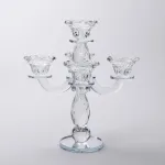 Канделябр на 5 свічок 19×19×26.5 см підсвічник настільний декоративний на ніжці прозорий (HP-4-66)