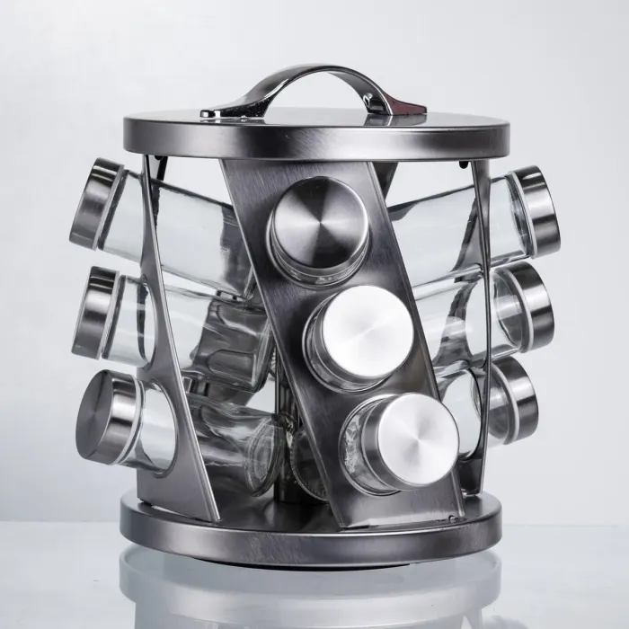 Карусель для спецій 12 баночок по 100 мл, хром HP-1368 (HP-1368) - зображення 1