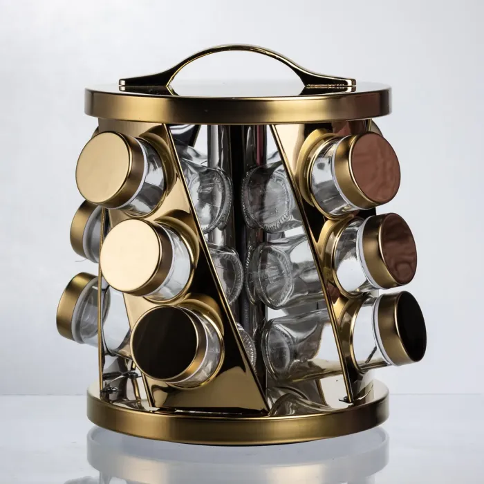 Карусель для спецій 12 баночок по 100 мл, золото HP-1369 (HP-1369) - зображення 5